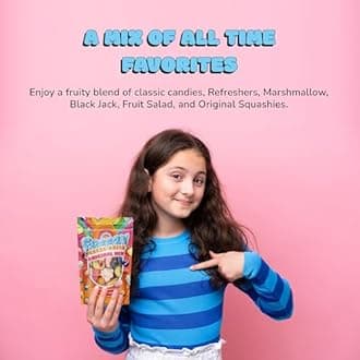 Freezy Freeze Dried - Original Mix 120 gms, Rainbow Bites includes Squishes, Refresher sweets, bites, Fruit Salad Bites, Blue Jacks and Marshmallows