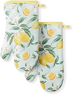 Martha Stewart Lemon Whimsy Oven Mitt 2-Pack Set, Yellow, 7"x13"