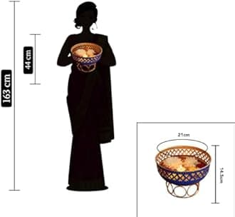 Blue Urli Bowl with Stand for Home Decor & Table Decoration | Floating Flowers, Tealight Candles Water Bowl for Diwali Pooja & Other Festivals | Gift for Various Occasions