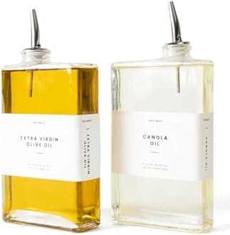 Molimoli Olive Oil Dispenser & Bottle for Kitchen, Coffee Syrup Dispenser w. Automatic Pourer, Glass Cruet Set - Silver