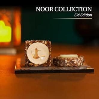 Laumiere Gourmet Fruits - Noor Collection [Eid Edition] - Rectangle (24 Pcs) - Halal Dried Fruits and Nuts Basket - Medjool Dates Box - Hamper - Eid Festive Celebrations - No Added Sugar