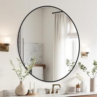 Black Bathroom Mirrors for Wall,30'' Round Circle Mirror for Entryway Bedroom Vanity Frame Mirror(30'',Black)