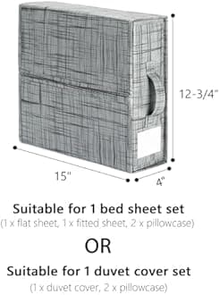 SheetCube Bed Sheet Organizers and Storage 8 Pack, Foldable Linen Closet Organizer with Window and Label, Bedding Storage Box Container for, Duvet Cover Set, Bed Sheet Set - Pattern Grey