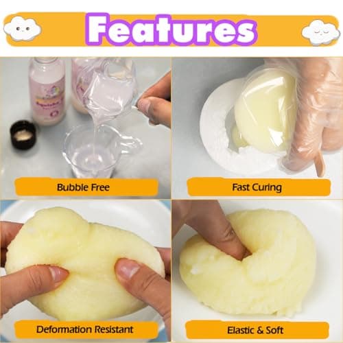 FUNSHOWCASE DIY Squeeze Kit, Squeeze Resin Set, Includes Chick Mold, Coloring Agent, Flocking Powder, DIY, Stress Relief, Squeeze Toy, Soft Mochi, Present, Kids, Adults, Solution, Crafts,