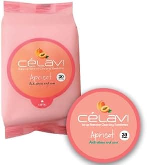 Celavi Cosmetics Makeup Remover Cleansing Wipes Removing Towelettes, Pack of 2s - 60 Sheets (Apricot)