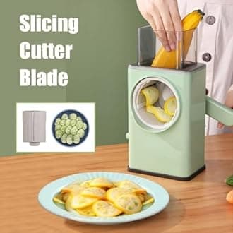 4-in-1 Round Mandoline Slicer Multifunctional Vegetable Slicer Grater Cutter & Slicers for Kitchen, Rotary Drum Salad Cutter Vegetable Shredder Salad Maker (Multi)