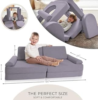 ZICOTO Modular Kids Play Couch for Fun Play Time or Comfy Lounging - The Perfect Toddler Sofa to Boost Creativity and Easily Build Magical Forts and More in Your Playroom/Nursery