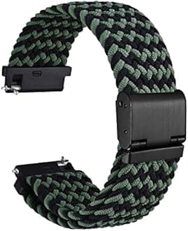 WOCCI 18mm Braided Nylon Watch Band for Men and Women, Quick Release, Black Stainless Steel Buckle (Green Black)