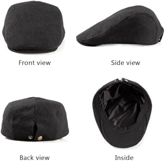 LADYBRO 2 Pack Ivy Hat Newsboy Cap Men - 30% Wool Hats for Men Tweed Flat Cap Gatsby Hat