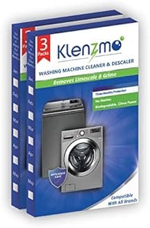 - Klenzmo Washing Machine Descaling Powder (180g x 3, Pack of 2) | Removes limescale, residue & odors | For top & front load machines | Restores drum hygiene | Eco-friendly & easy to use.