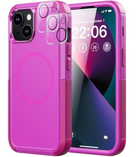 Diverbox for iPhone 13 Case [Compatible with MagSafe] [with Screen Protector ] [Shockproof] [Dropproof] Heavy Duty Protection Phone Case for Apple i Phone 13 (Rose)
