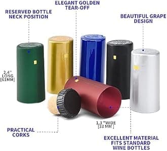 BGMAXimum PVC heat shrink capsules 40 count golden and 40 wine bottle cork stoppers, wine preservation set for cruise, wine seal shrink wrap sleeves caps tops wine capsules for home cellars
