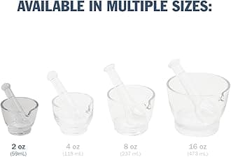 Apothecary Products Mortar and Pestle Bowl | Mixer and Grinder for Medicine | Glass | 2 Oz