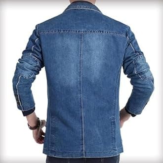 Mens Two Button Denim Suit Jacket Slim Fit Autumn Blazer Sport Coat Lapel Vintage Jean Suits Jackets