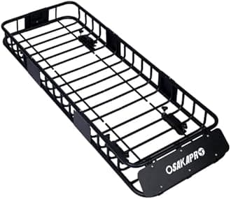 Rooftop Cargo Carrier Basket Motoring Roof Rack,Top Mount Roof Rack 64"" Black Steel, YYUE-231130-7