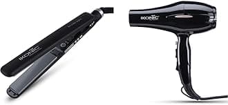 Ikonic PS Pro Hair Straightener (Black) & Ikonic High Velocity Motor Hair Dryer (Black)