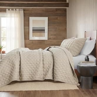 WDCOZY Beige Quilt Twin Size Bedding Sets with Pillow Sham, Lightweight Bedspread Coverlet, Twin XL Thin Comforter Bed Cover, All Season Summer Spring, Tan Cream, 2 Pieces, 68x90 inches