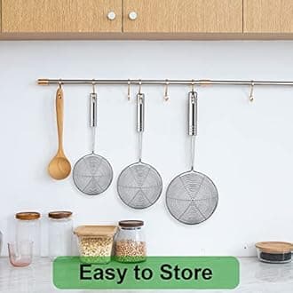 Swify Spider Strainers Set of 3 Asian Strainers Ladle Stainless Steel Wire Skimmer Spoon with Handle Kitchen Fry Pasta Spaghetti Noodles 30.5cm 32cm 35cm