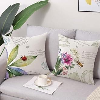 Coeufuedy Spring Outdoor Waterproof Throw Pillow Covers 18 x 18 Inch Set of 4 Butterfly Dragonfly Ladybug Bee Flower Decorative Cushion Cases for Sofa Couch Patio Furniture