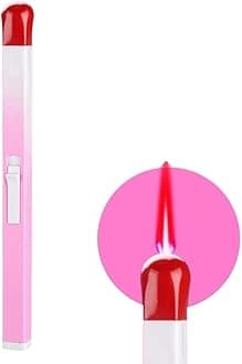 NIVEK Giant Match Stick Shaped Multipurpose Butane Refillable Lighter, Matchstick Novelty Lighter, Wood Color, Fun Cool Lighters (Pink+White Color)