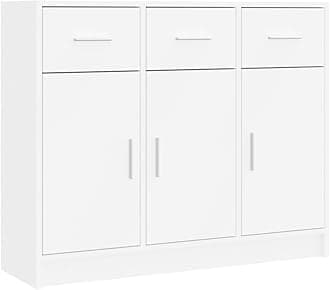 vidaXL White Sideboard - Modern Engineered Wood Buffet Cabinet with Ample Storage Space for Living Room or Office