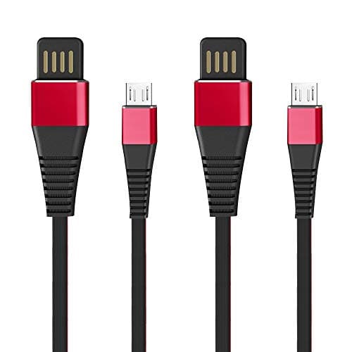 [2 Pack] Micro USB Android Charger Cable Fast Charging Cord for Samsung Galaxy S6/S7 Edge, Kindle 10 8 7, PS4, HTC, BlackBerry, Xbox, Nylon Braided USB 2.0 Male A to B Sync Cable 3.3 Feet, Red/Black