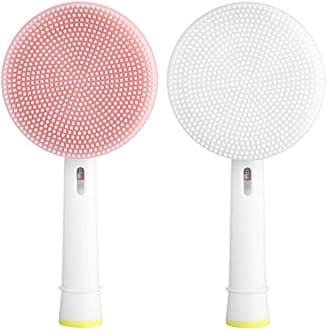 2 Pack Facial Cleansing Brushes Silicone Face Cleanser and Massager Brush Compatible with Oral B Electric Toothbrush Bases, Fit for Oral b Kids, pro, 1000, Professional Care, 3D, 2000 (Pink and White)