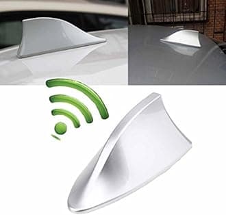 POSSBAY Shark Fin Antenna Car Roof AM FM Signal Aerial Cover with Radio Signal, Adhesive Tape Universal Fit BMW VW SUV Auto, Silver