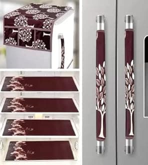 Heavy Quality Refrigerator Cover 1Pc Fridge Cover for Top with 6 Utility Pockets + 2 Handle Covers + 4 Fridge Mats