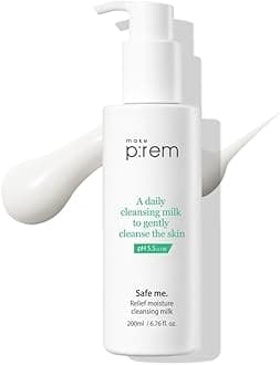 MAKEP:REM Safe me. Relief Moisture Cleansing Milk (6.76 fl.oz./200ml), Sub-Acidic pH 5.5 Mild Gentle Makeup Remover Skin Cleanser, Great for Sensitive Skin, Moisturizing