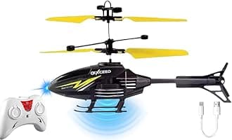 Toy Flying Helicopterr Remote Control Helicopter for 6 + Years Boys Indoor and Outdoor Helicopterr, Palm Sensing Helicopter with led Lights (Pack of 1) (Black-Yellow)