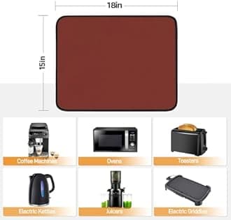 Amerbro Heat Resistant Mat for Air Fryer, 15 x 18in Heat Resistant Mat for Countertop, Fireproof Silicone Countertop Protector Appliance Slider for Air Fryer, Coffee Maker, Toaster, Oven (Red)