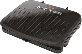 George Foreman Family-Size Grill & Panini Press, Nonstick Ceramic Coating, Fat-Removing Slope, Adjustable Angle, Indoor/Outdoor Use