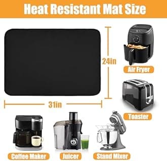 Air Fryer Mat for Air Fryer, 24 x 36in Heat Resistant Mat for Countertop, Fireproof Silicone Countertop Protector Appliance Slider Mat for Air Fryer, Coffee Maker, Toaster, Oven (Black)