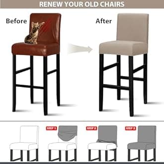 Lellen Bar Stool Chair Covers Set of 2 - Jacquard Bar Stool Covers with Backs Bar Chair Covers Counter Height Stool Covers Bar Stool Slipcovers High Stool Chair Covers for Kitchen Dining Room