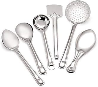Stainless Steel 6-Piece Cooking Spoons Set – Includes Ladle, Turner, Rice Spoon, Oval Spoon & Serving Spoon | Essential Kitchen Utensil Set for Home