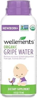 Wellements Organic Gripe Water | Relieves Occasional Stomach Discomfort from Baby Gas, Colic, Hiccups and Fussiness | Certified Organic and Non-GMO | No Artificial Flavors | 4 Fl Oz. | Ages Newborn+