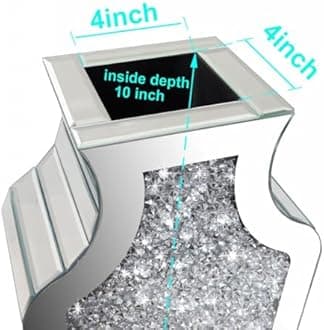 ALLARTONLY Floor Vase, Crystal Silver Glass Decorative Mirror Vase, 27” Tall, Luxury for Home Decor. Can’t Hold Water