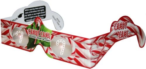 10 3D Paper Glasses, Candy Cane, Bulk