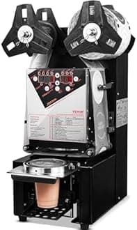 VEVOR Cup Sealing Machine, Fully Automatic Cup Sealer Machine, Boba Sealer Machine 500-650 Cups/H for 190 mm Tall & 90/95 mm Cup with Digital Control LCD Panel for Bubble Milk Tea Coffee, Black