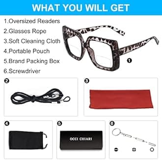 OCCI CHIARI Bifocal Reading Glasses Women Oversized Blue Light Blocking Readers 1.0 1.25 1.5 1.75 2.0 2.25 2.5 2.75 3.0 3.5