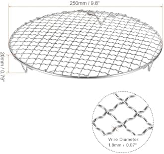 HARFINGTON 2pcs Round Cooking Rack 9.8-inch 201 Stainless Steel Cross Wire Barbecue Grill Net with 20mm Legs for Cooking Baking Steaming BBQ