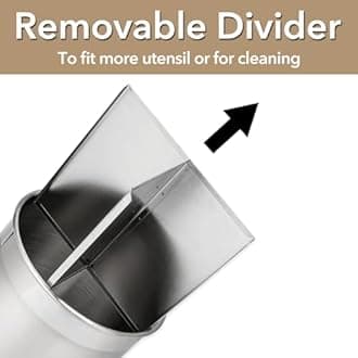 Hillbond Rotating Utensil Holder: Stainless Steel Kitchen Utensil Organizer with Removable Insert for Cooking