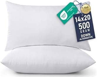 Utopia Bedding 14x20 Pillow Inserts, Set of 2, White – Indoor Decorative Throw Pillows for Bed, Sofa & Couch – Soft, Supportive & Fluffy Cushion Inserts