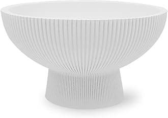 Koyal Wholesale 5" D x 2.85" H White Ribbed Pedestal Decorative Bowl, Compote Centerpiece Vase, Fluted Pedestal Bowl, Wedding Decorative Bowls, Catch All Bowl, Compote Bowl, Small Bowl, Bulk Pack 6