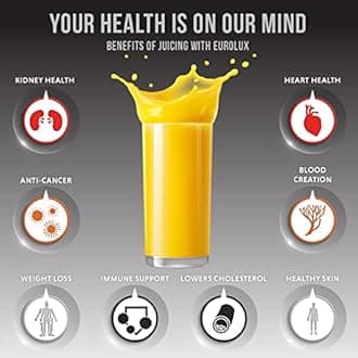 Eurolux Cast Iron Citrus Juicer | Extra-Large Commercial Grade Manual Hand Press | Heavy Duty Countertop Squeezer for Fresh Orange Juice (Bonus Stainless Steel Cup) (Orange)