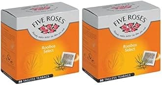 Five Roses - Rooibos Select Tea 80 Tagless Teabags | Naturally Caffeine Free | Keto Friendly | Rooibos From South Africa | Non GMO (Pack of 2)