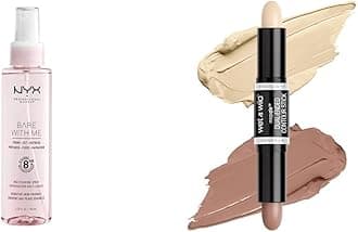 NYX PROFESSIONAL MAKEUP Bare With Me Primer & wet n wild MegaGlo Contour Stick Light Medium Cruelty-Free Bundle