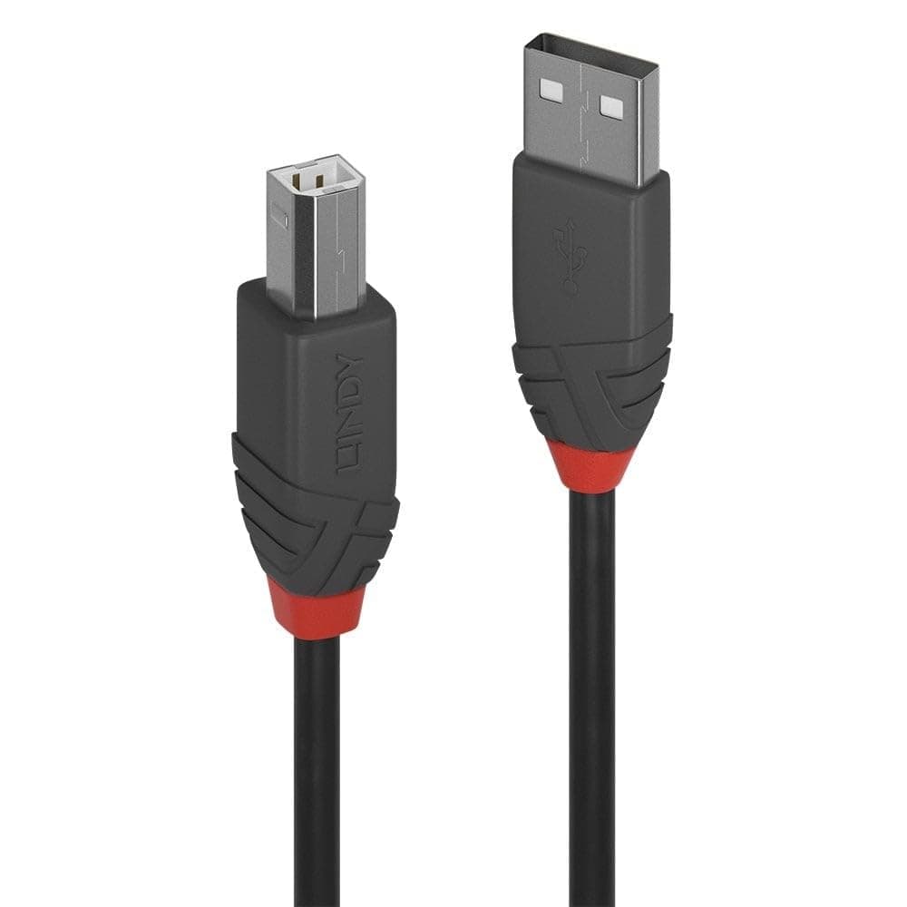 LINDY 36675 Anthra Line Usb Cable Usb 2.0 Type-A M To Usb 2.0 Type-B M 5M Black