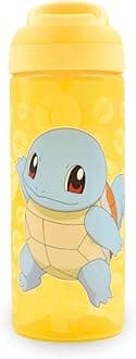 HOX POKEMON SQUIRTLE Reusable BPA free Kids Atlantic Water Hydration Bottle with built in Carry Loop, Flip Up Spout and removeable straw - 600ml, Yellow
